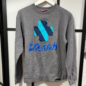Pink Dolphin Gray and Blue Crewneck Sweater with Graphic Design Unisex Size M